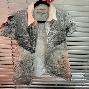 Vintage Annelore Abstract Short Sleeve Blouse